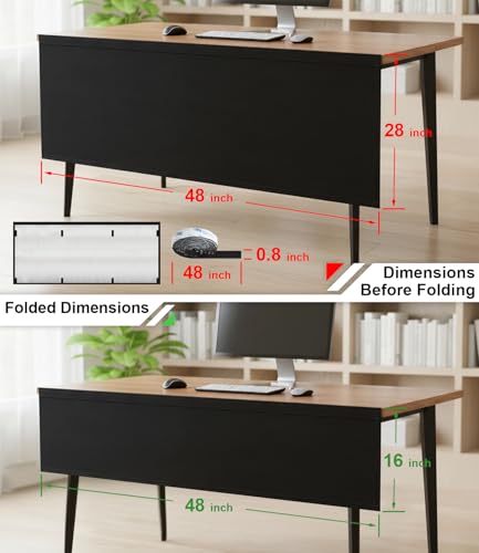 Under Desk Privacy Panel with Table Cable Management, 48in | Self-Adhesive Design with Cable Storage, Silver Plated Inner Side - size: Medium
