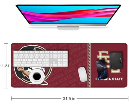 Large Extended Gaming Mouse Pad with Stitched Edges, College Football Non-Slip Waterproof Rubber Base Mouse Pad for Florida State Office, Computer, Keyboard, Laptop and Home Desk Pad 31.5 x 11.7 Inch - color: Florida State