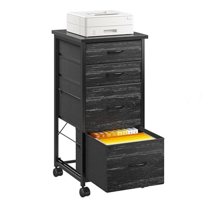DurayLoly 4-Drawer Rolling File Cabinet Fits A4 Letter Size For Home Office | Printer Stand With Stable Frame, Large Capacity, Easy To Move And Assemble With Lockable Casters, Black - color: Black