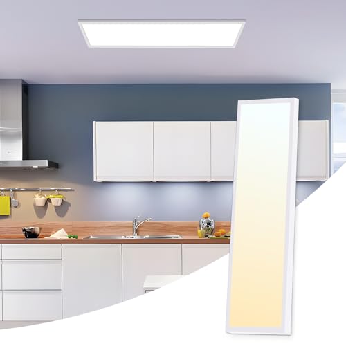 LEONLITE 50W/40W/30W 3CCT 1x4 LED Flat Panel Light, 120-277V, Surface Mount | 5500LM/4400LM/3300LM 0-10V Dimmable, 4 Ft. Ceiling Lighting Flush Mount, 3500K/4000K/5000K, Built-in Driver, UL Listed, White