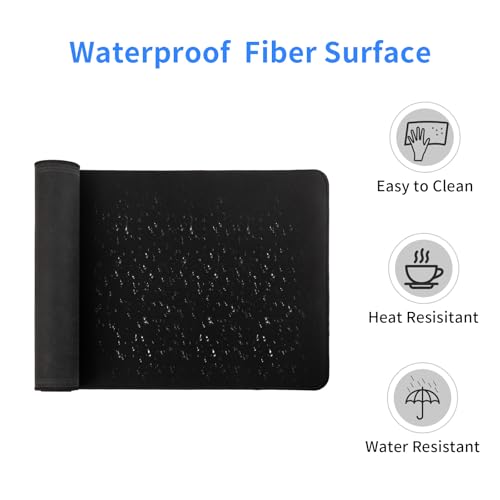 Gaming Mouse Pad for Desk Large MousePad Gaming with Superior Micro-Weave Cloth, Extended Mousepad with Stitched Edges, Non-Slip Base, Water Resist Keyboard Pad for Office & Home, 31.5 x 12 in, Black