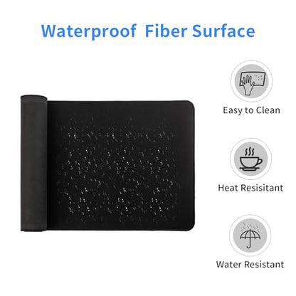 Gaming Mouse Pad for Desk Large MousePad Gaming with Superior Micro-Weave Cloth, Extended Mousepad with Stitched Edges, Non-Slip Base, Water Resist Keyboard Pad for Office & Home, 31.5 x 12 in, Black