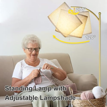 LALISU Standing Floor Lamp for Living Room, Linen Shade Floor Lamp, Gold - color: Gold