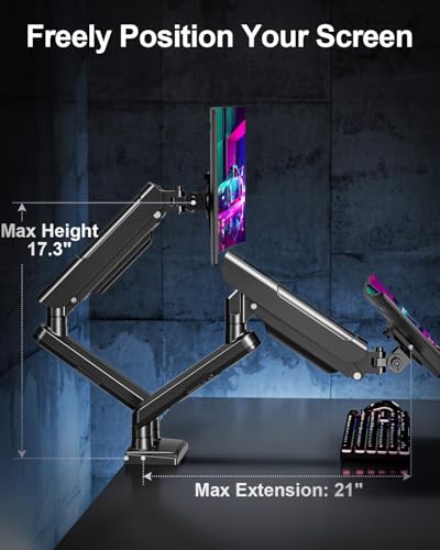 Dual Monitor Arm for 17-32" Computer Screens, Monitor Mounts 22lbs per Arm | Full Motion Monitor Desk Mounts for 2 Monitors, Gas Spring Desk Mount, VESA Mount, Freelift Pro