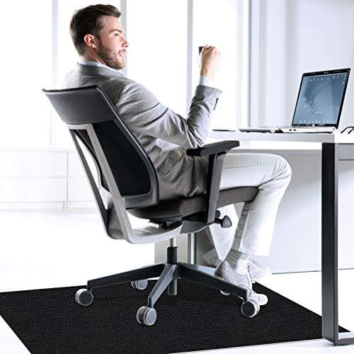 Sycoodeal Office Chair Mat for Hardwood Floor,Office Computer Gaming Chair Mat for Tile Floor,Large Floor Protector Rug,Anti-Slip,Easy to Clean,Carbon-Black (48"x60") - size: 48*60"