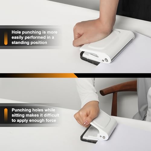 10 Hole Punch Binding Machine for Planners with 10 Multi-Color Binder Rings | 30 Holes on A4, 20 Holes on A5, 26 Holes on B5, 10 Sheet Capacity (White) - color: White