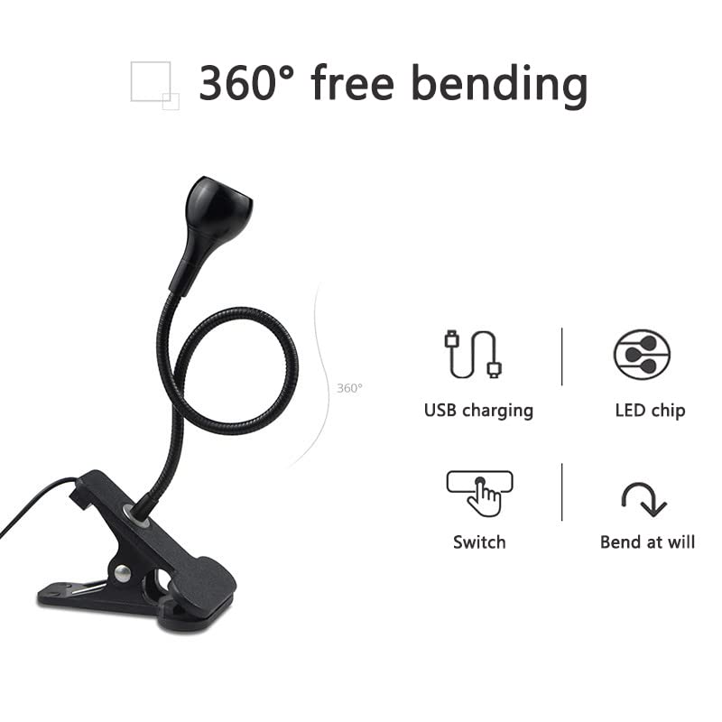 LED Desk Lamp Clip On Light,360°Flexible Gooseneck and Clamp Reading Light - color: Aa Silver