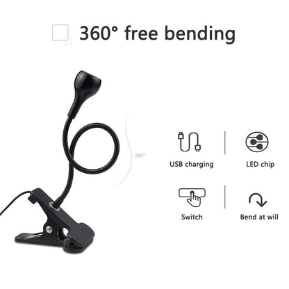 LED Desk Lamp Clip On Light,360°Flexible Gooseneck and Clamp Reading Light - color: Aa Silver