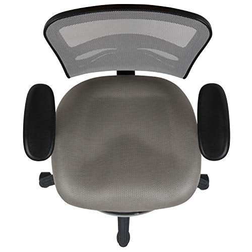 EMMA + OLIVER Mid-Back Black Mesh Drafting Chair | Black Frame, Ergonomic, Height Adjustable, 360° Swivel - color: Light Gray Mesh/Black Frame