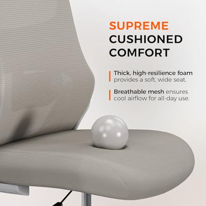 Armless Drafting Chair, Tall Office Chair for Standing Desks | A foot ring steadies legs through crafting and studio projects; breathable lumbar mesh and silent casters fit compact spaces. - color: Apricot-drafting