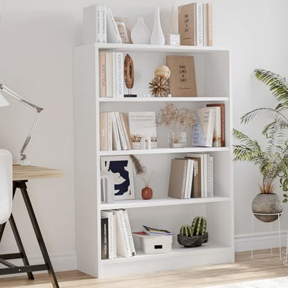 Farini 48 Inch Tall Bookcase,4 Shelf Bookshelves,Adjustable Bookshelf for Home Office,White - color: White, size: 4 shelf