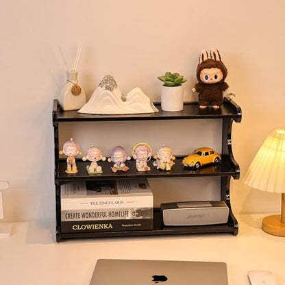 3 Tier Bookshelf for Desktop, Storage Rack, Desktop Organization - color: Black