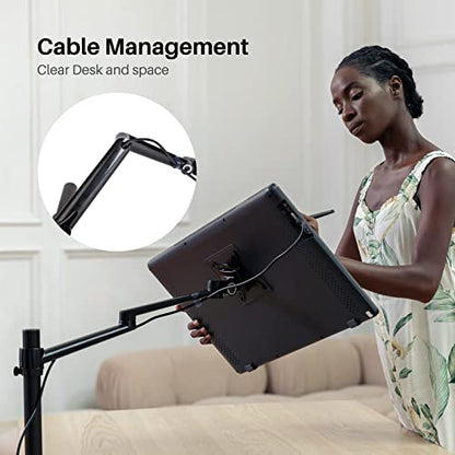 HUION ST410 Single Monitor Arm for Screens up to 32 Inch | Holds up to 17.6 lb, Fully Adjustable VESA Desk Mount, Clamp or Grommet Base - size: Clamp Mount