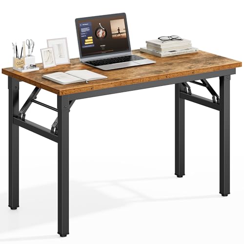 DlandHome 35.8 Inch Small Folding Computer Desk for Home Office, Retro - color: Retro, size: 35.8 Inches
