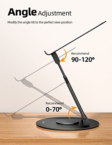 Nulaxy 18" Height Telescopic 360 Rotating Aluminum Laptop Stand Desk, Black | Ergonomic Computer Holder Riser with Heat-Vent, Standing Desk Converter Holds 22 Lbs for Office Desk Use Fits 10-17" Laptops - color: C-Black