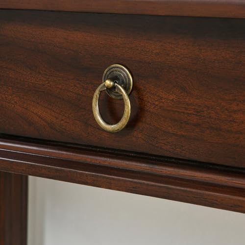Wood Writing Desk with 2 Drawers, Small Vanity Desk, Cherry Walnut - size: 31.5"W