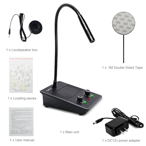 CallToU Window Speaker Intercom System,Dual Way Anti-Interference Intercommunication Microphone Talk Through Glass Window,for Business,Bank,Office,Hospital,Counter,Store,Station,School and More - color: Black 4