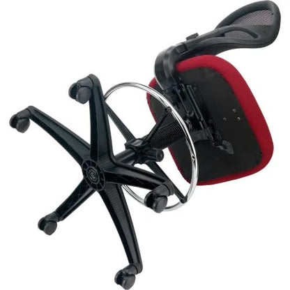 Adjustable Drafting Stool with Mesh Back – Ergonomic Office Drafting Chair with Footrest, Armrests & Height Adjustment (Red) - color: Red