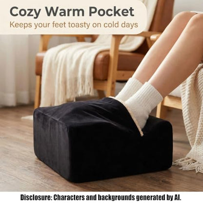 Keep Warm Foot Stool Foot Rest for Under Desk At Work | Office Footrest with Warm Feet Pocket,Ergonomic Under Deskfoot stool Stool for Office Chair & Back &Pain Relief Black+ - color: Black+
