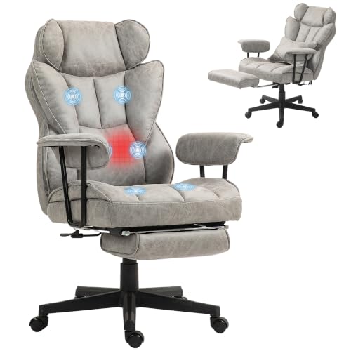 HOMCOM Massage Executive Office Chair 6 Vibration Points 400LBS Gray - color: Grey