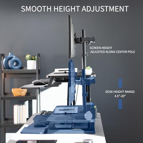 VIVO Black 42 in Standing Desk Converter with Monitor Stand, DESK-V042KB-M2 - color: Black, size: 42"