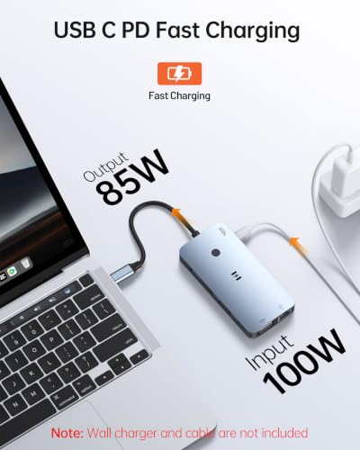 Selore USB C Docking Station Dual Monitor,Laptop Docking Station 3 Monitors - color: Dark Gray