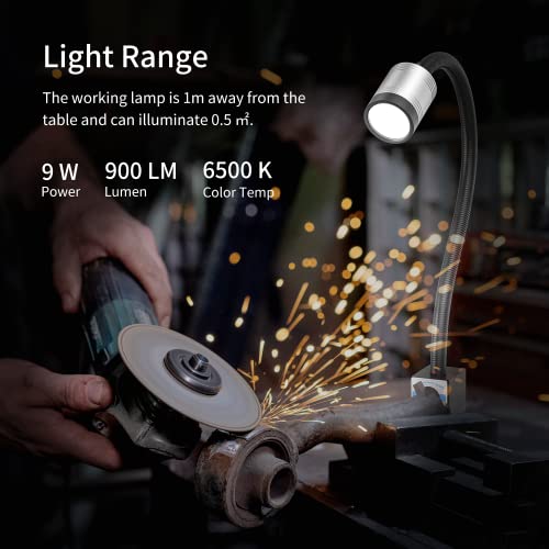Magnetic Light, Led Machine Light, Magnetic Gooseneck Work Light 900 Lumens 120 Volt IP66 Water Proof Lamp for Machine Tools Lathe Milling Drill Press Industrial Workbench Lighting - style: Fixed Base Light
