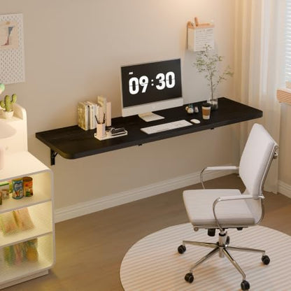 Dogsky Floating Wall Desk 60" x 16" - 500 lbs Heavy Duty Solid Pine - color: Black, size: 60" x 16"