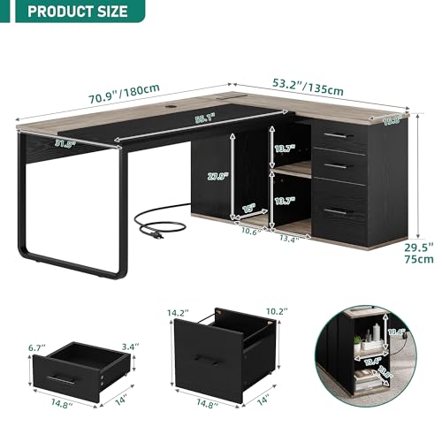 DWVO 71" Executive Desk with Power Outlets