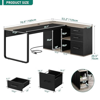DWVO 71" Executive Desk with Power Outlets
