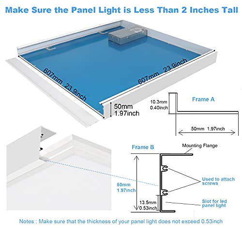 6 Pack 2x2 Surface Mount Kit for LED Flat Panel Light - Aluminum 24x24 inch Ceiling Frame Kit, Not Include LED Panel Light - size: 2x2 - 6 Pack