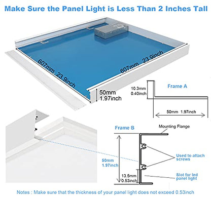6 Pack 2x2 Surface Mount Kit for LED Flat Panel Light - Aluminum 24x24 inch Ceiling Frame Kit, Not Include LED Panel Light - size: 2x2 - 6 Pack