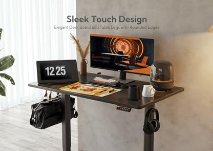 Claiks Electric Height Adjustable Standing Desk, 48x24 Inch, Black | Smooth Height Adjustment, 3 Memory Presets, Cable Management Hub&Hook, Stable Steel Frame, 176lbs Capacity, Easy Assembly - color: Black, size: 48