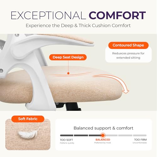 NEO CHAIR Office Desk Chair, Ergonomic Mesh with Flip-Up Armrests, Beige - color: Beige