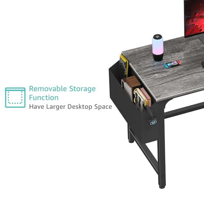 Lufeiya Computer Desk with File Drawers Cabinet, 47 Inch Home Office Desks with Filing Cabinet for Small Space, Gaming Study Writing Table PC Desks, Gray - color: Grey, size: 46.6"