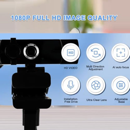 Hd (1080P) Computer Network USB Camera with Microphone, 1.8m Cable, typc-c Adapter, Triangle Stand. for Network Office, Video, Study, Live broadcast-3pack