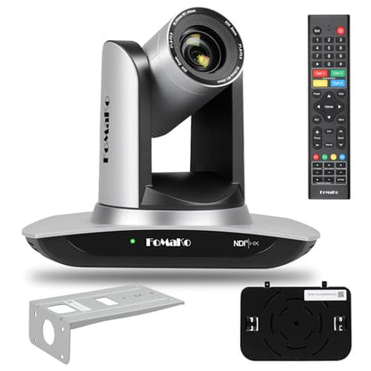 FoMaKo NDI PTZ Camera, AI Auto-Tracking Gen 3, 20x Optical Zoom LAN USB3.0 HDMI PTZ Camera for Church Services Worship Education (NDI 6 & NDI HX3 Certified) FMK20UH NDI - color: Silvery