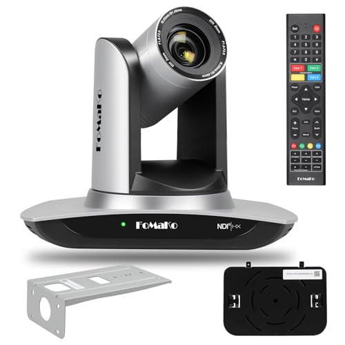 FoMaKo NDI PTZ Camera, AI Auto-Tracking Gen 3, 20x Optical Zoom LAN USB3.0 HDMI PTZ Camera for Church Services Worship Education (NDI 6 & NDI HX3 Certified) FMK20UH NDI - color: Silvery