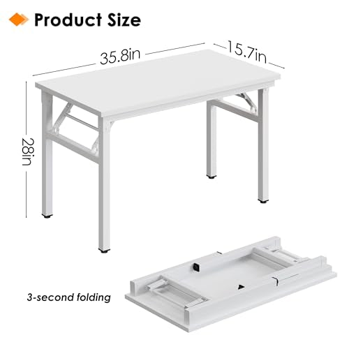 Need Small Folding Computer Desk, 35.8 Inch Writing Table, White - color: White, size: 35.8 inches