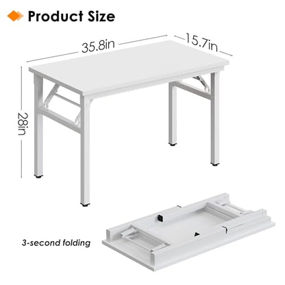 Need Small Folding Computer Desk, 35.8 Inch Writing Table, White - color: White, size: 35.8 inches