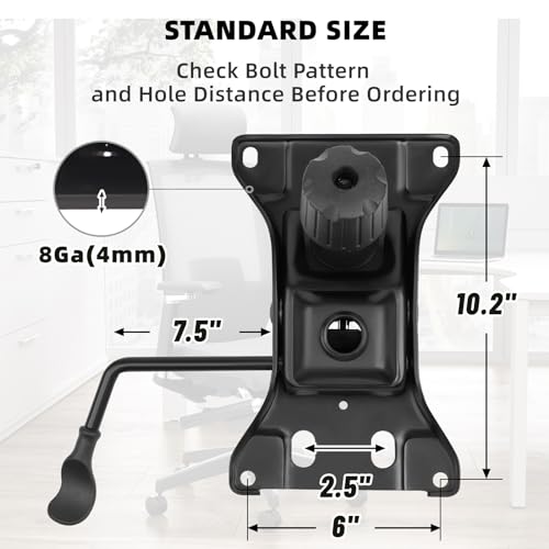 Besitu 500Lbs Office Chair Replacement Parts, w/ 6'' x 10.2" Mounting Holes Chair Base Heavy Duty Plate Swivel Tilt Control Seat Mechanism for Executive and Gaming Chairs
