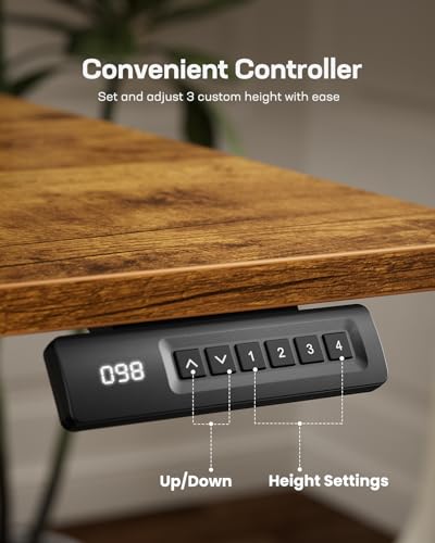 Marsail Electric Standing Desk, Adjustable Height Stand up Desk, 40 x 24 Inches Sit Stand Home Office Desk, Computer Desk, Rustic Brown - color: Rustic Brown, size: 40x24"