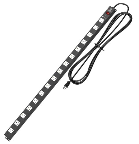 16 Outlet Surge Protector Metal Power Strip, 1800J Mountable Power Outlet, Heavy Duty Workshop Metal Power Strip for Commercial, Industrial, School and Home,15A 125V 1875W (6FT) - color: White