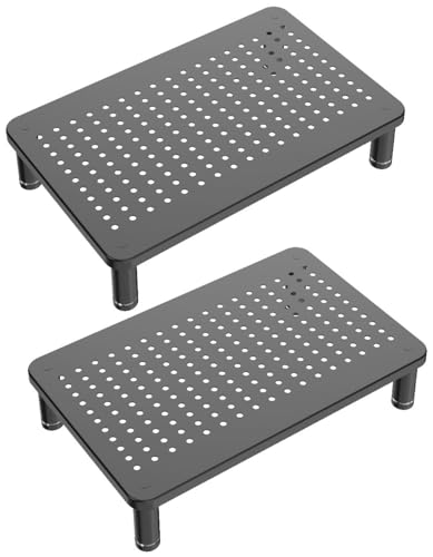 Husky Mounts 2-Pack Monitor Riser Laptop Stand, Adjustable Legs, Stackable, 14.5 x 9.25 x 3.125 Inches Max Height, Matte Black Steel-Black. - size: 2-Pack