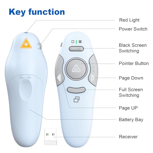 QUI 2 Pack Wireless Presenter PowerPoint Clicker, USB, Blue | RF 2.4G USB Presentation Clicker,Support PowerPoint, Google Slides, Keynote, Compatible with Windows & Mac - color: Blue, style: USB