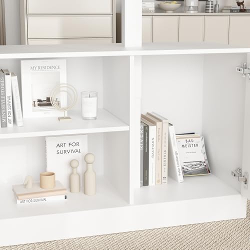 FUFU&GAGA 63” L-Shaped Standing Desk with 3 Drawers, Electric Height Adjustable Desk with File Cabinet, Executive Computer Table, Sit Stand Desks, for Home Office, White, 63”W x 55.1”D x 29.1”-44”H