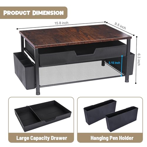 Printer Stand for Desk, Desk Organizer with Storage, Desktop Printer Table for Home Office, Multi-Purpose Shelves for Home Printer, Fax Machine, Scanner, Die-Cut Machine (Brown) - color: Brown-High