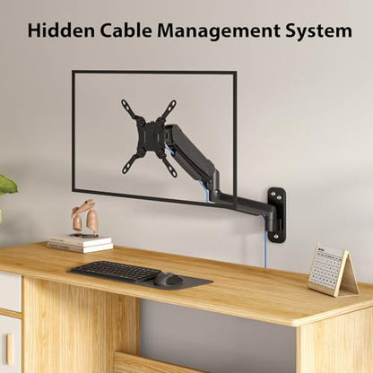 BONTEC Monitor Wall Mount Arm, 13-42 Inch Screens, Max VESA 200x200mm | VESA Gas Spring Height Adjustable, Max 19.8lbs, Swivel, Tilt, Space-Saving Desk Mount, Easy Installation, Single Arm TV Mount - style: Single Arm