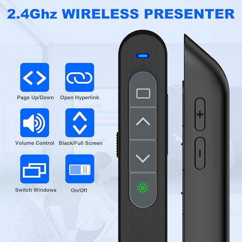 2-in-1 Wireless Presenter Green Light USB A/C with Case - size: Green+Rechargeable+Case
