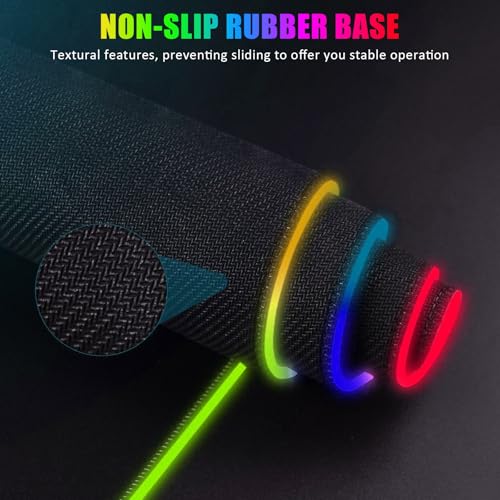 Gaming Mouse Pad, RGB Mousepad, Large Mouse Pad, Non-Slip Rubber Base, 800 * 300 * 4mm, 15 Light Modes, Waterproof Surface, for MacBook, Gaming, PC, Laptop - color: black+L